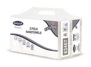 Hvide håndklædeark – Z-fold, 2-lag – Premium – BulkySoft (pakke med 12 stk)