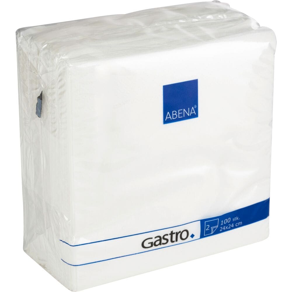 Hvid 2-lags kaffeserviet - 24x24 cm (4000 stk) - Abena Gastro