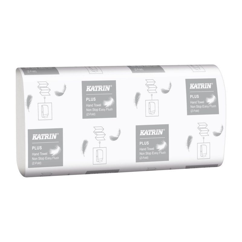 Hvide håndklædeark – Z-fold, 2-lag – letopløselige – Katrin Easy Flush Plus (2700 ark)